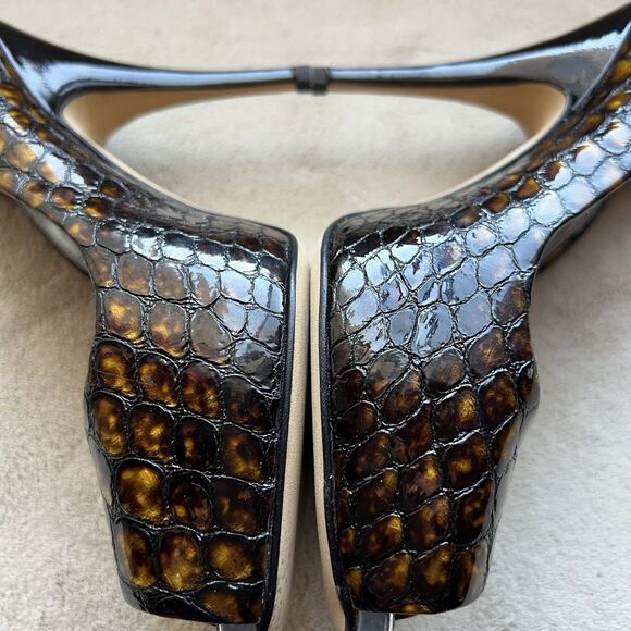 Giuseppe Zanotti Gold & Black Patent Leather Stiletto Heels EU 39 US 8 - 8.5 - Picture 6 of 16